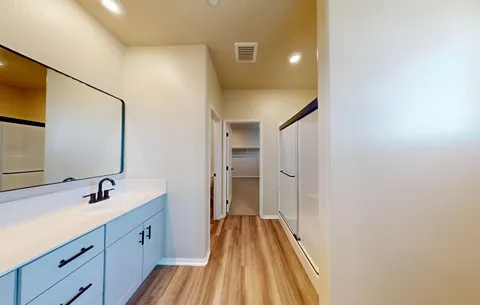 a view of a room with racks on the wall