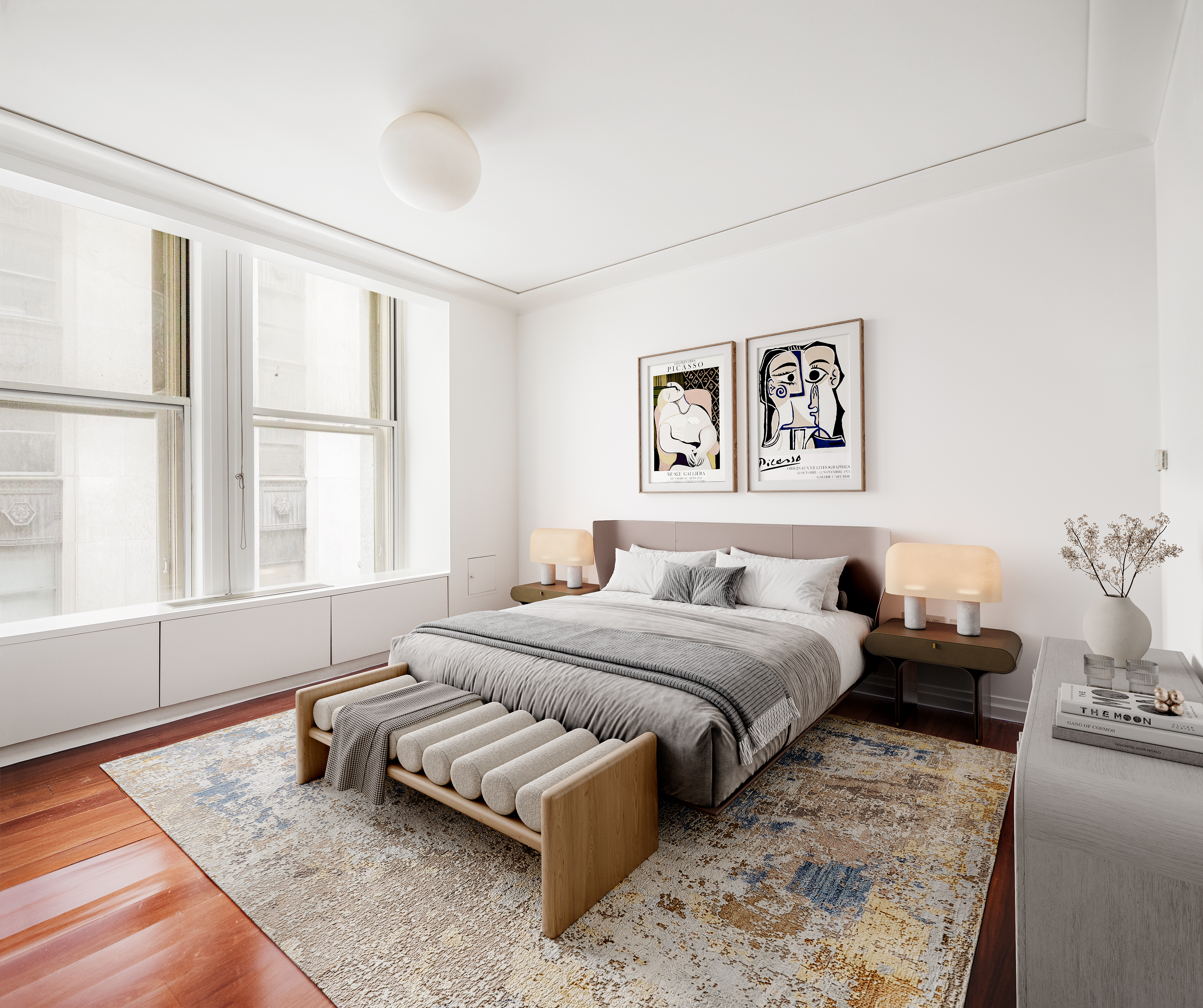 55 Wall Street, Unit 540 Manhattan, NY 10005 - Photo 4 of 10 a bedroom with a large bed and a couch