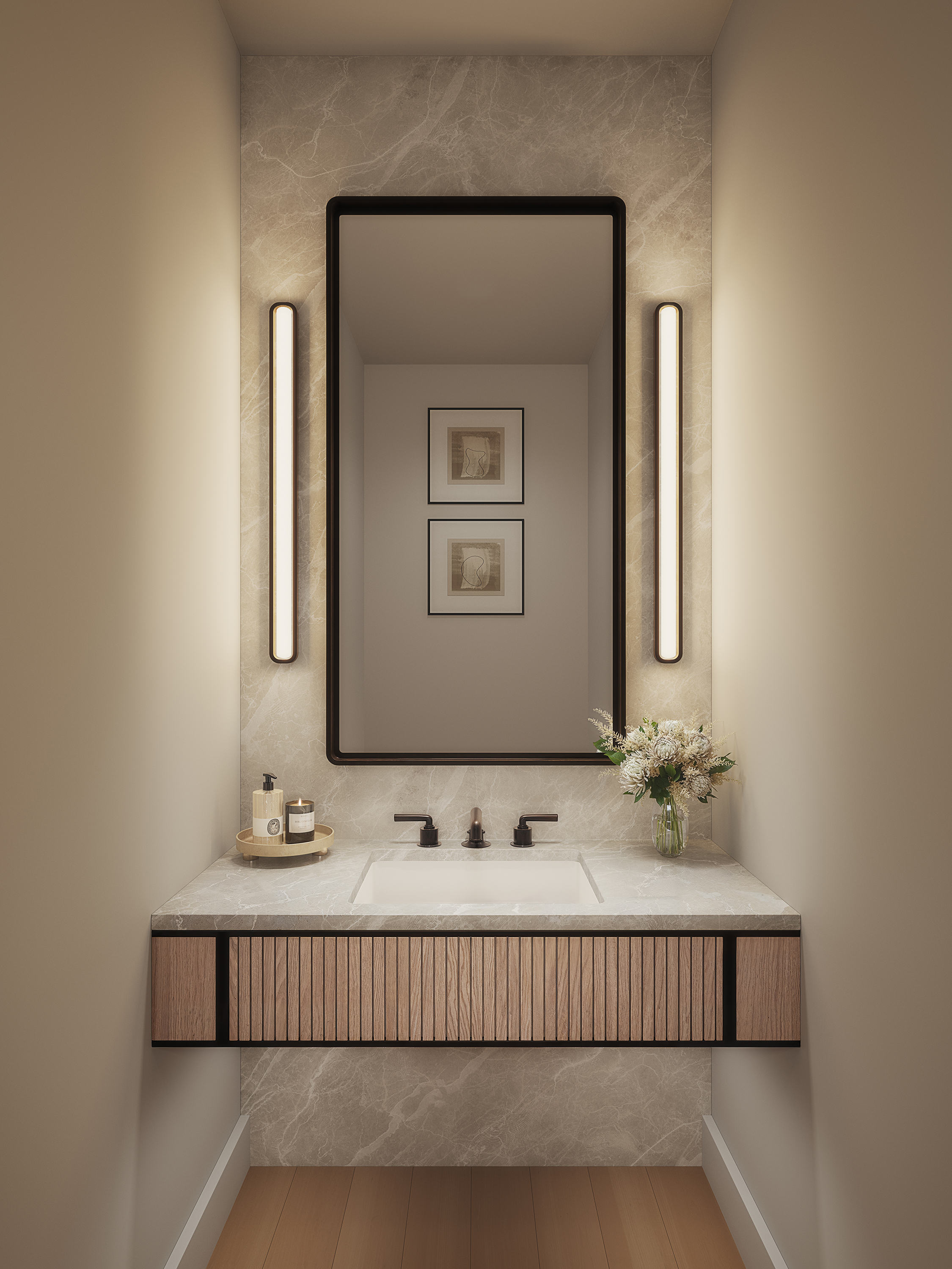 201 East 23rd Street, Unit 3A Manhattan, NY 10010 - Photo 9 of 25 a bathroom with a bathtub and mirror