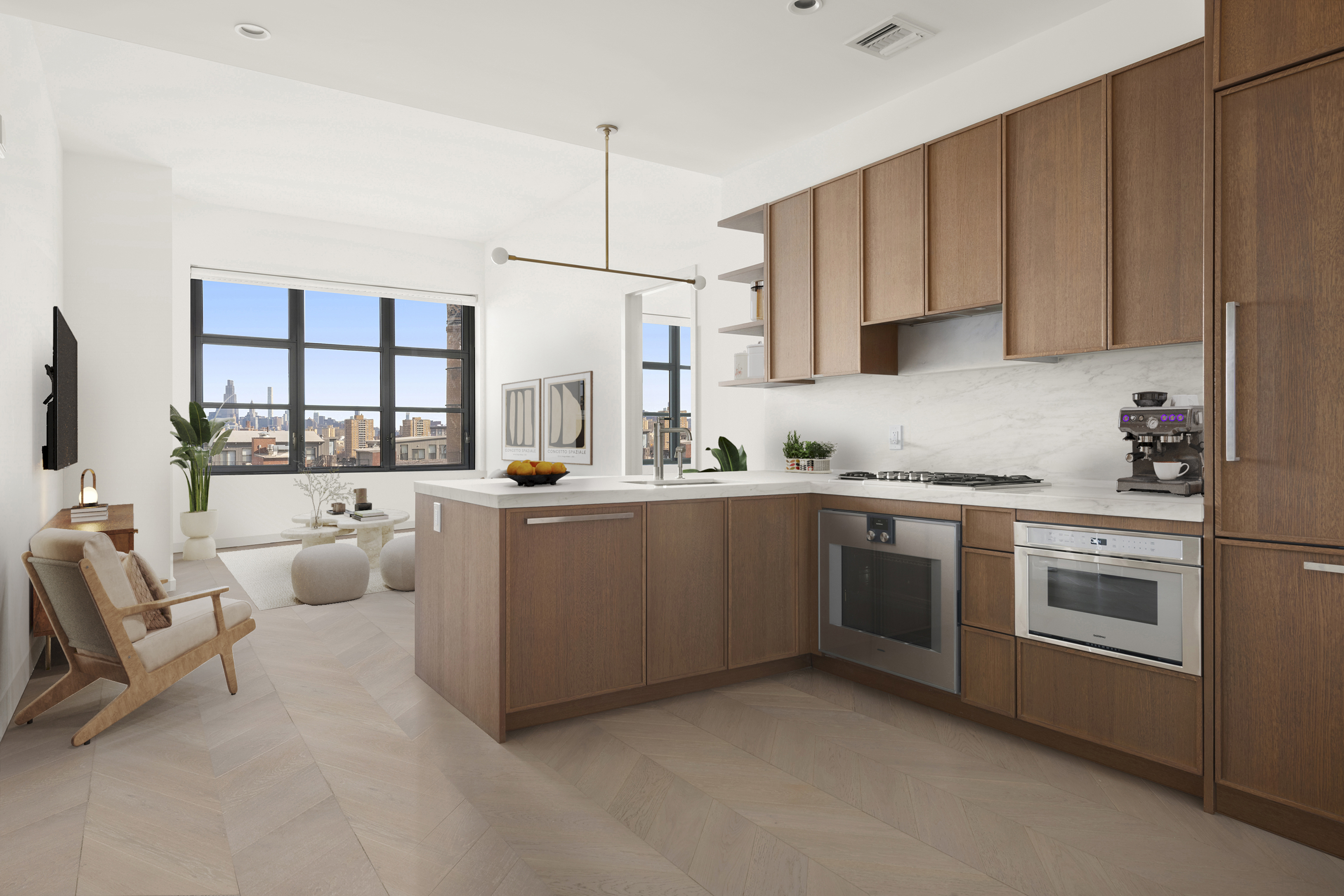 180 Front Street, Unit 7B Brooklyn, NY 11201 - Photo 1 of 25 a kitchen with cabinets a sink and appliances