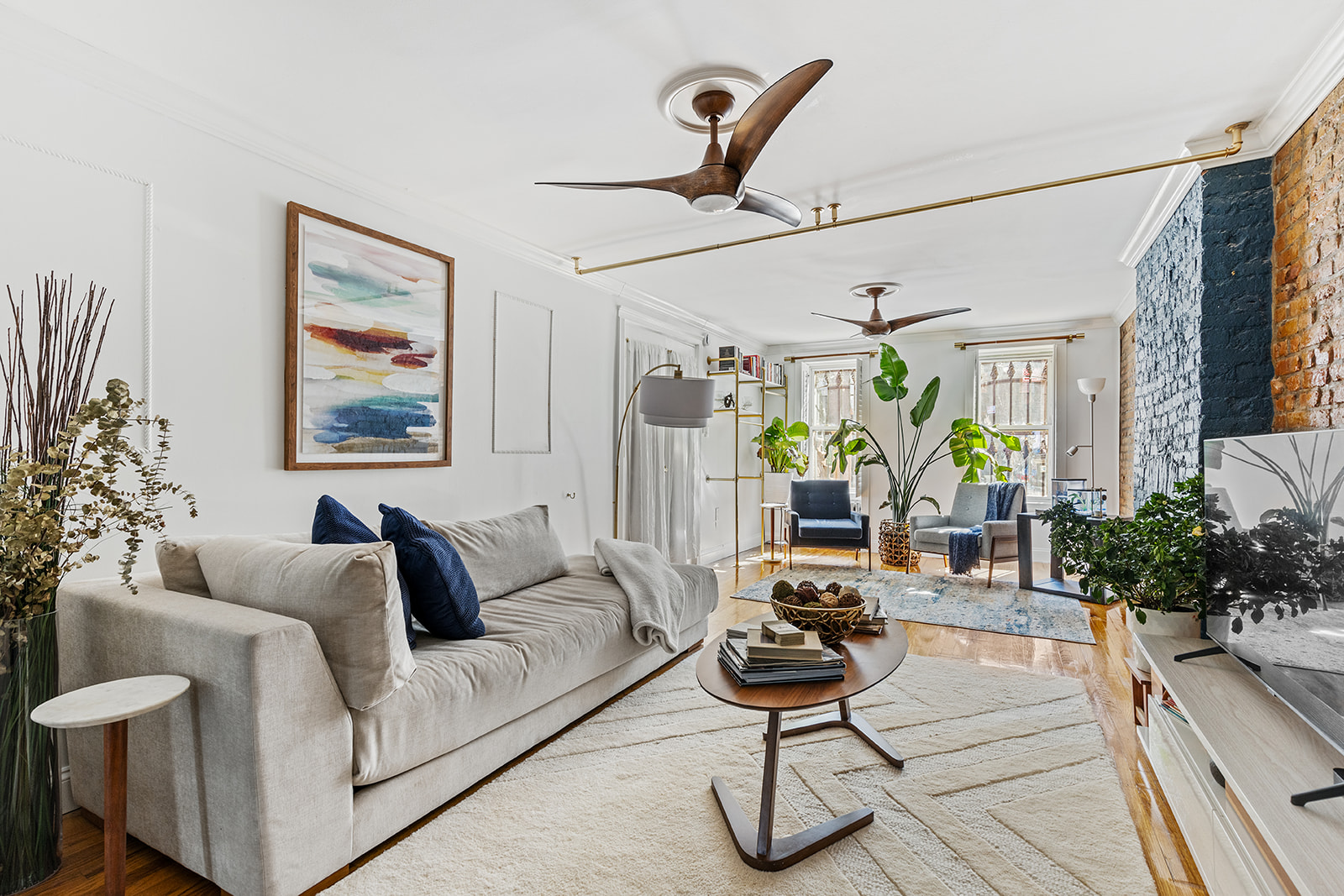 a living room with furniture