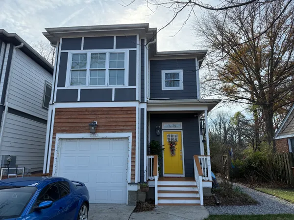 a view of a house with a tub and stairs