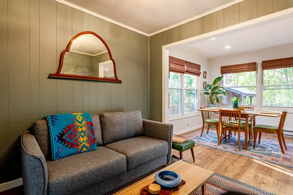 a view of a blue door