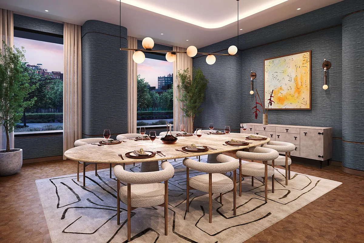 480 Kent Avenue, Unit 9A Brooklyn, NY 11249 - Photo 25 of 33 a view of a dining room with furniture and wooden floor