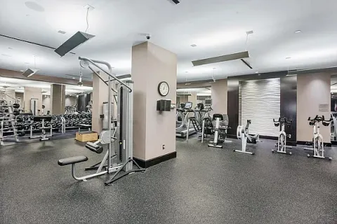 a view of a room with gym equipment