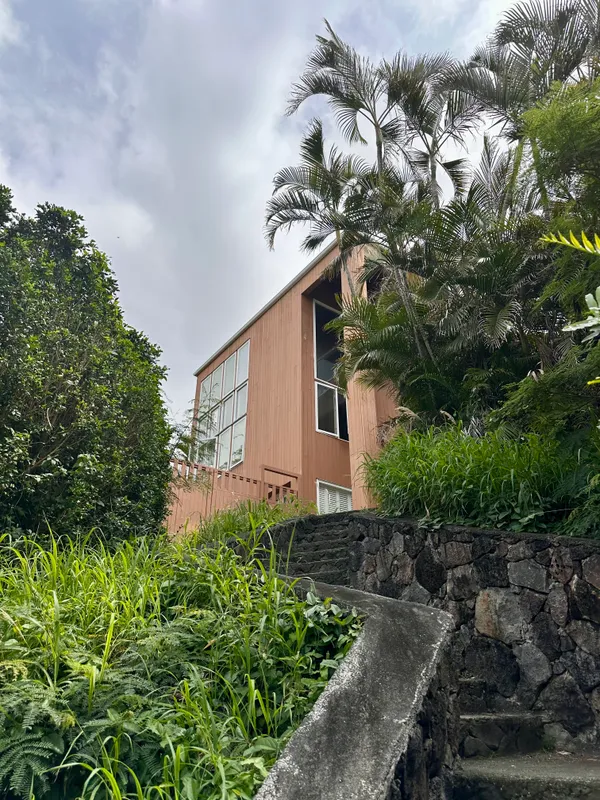 a backyard of a house with lots of green space