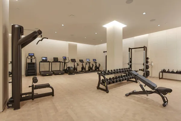 a view of a room with gym equipment