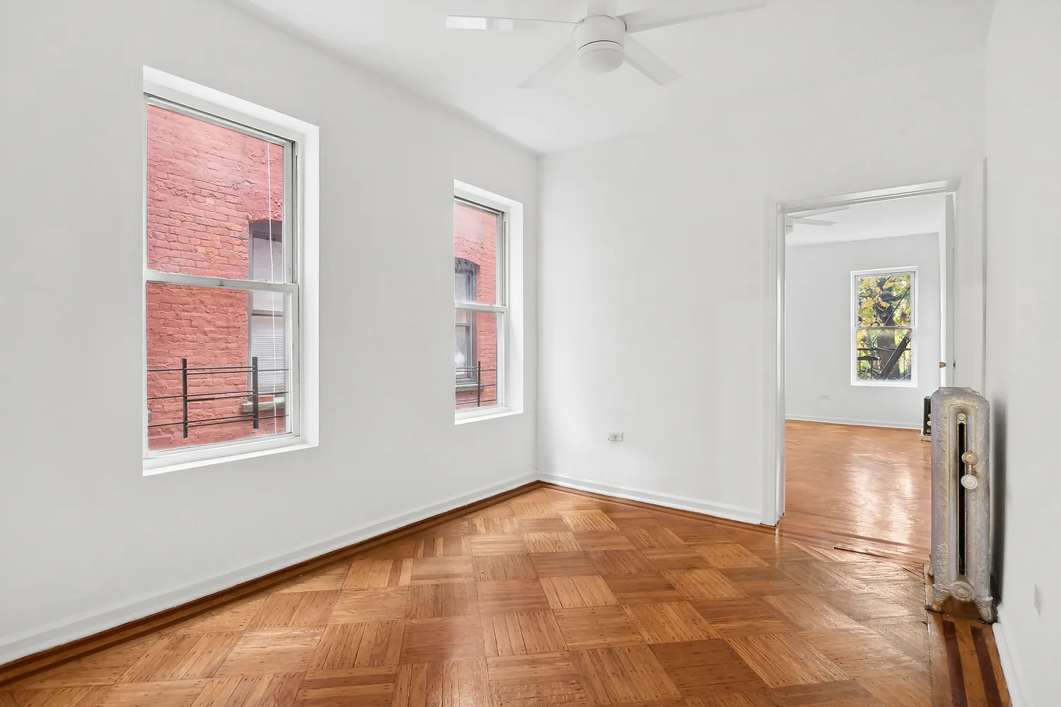 an empty room with windows