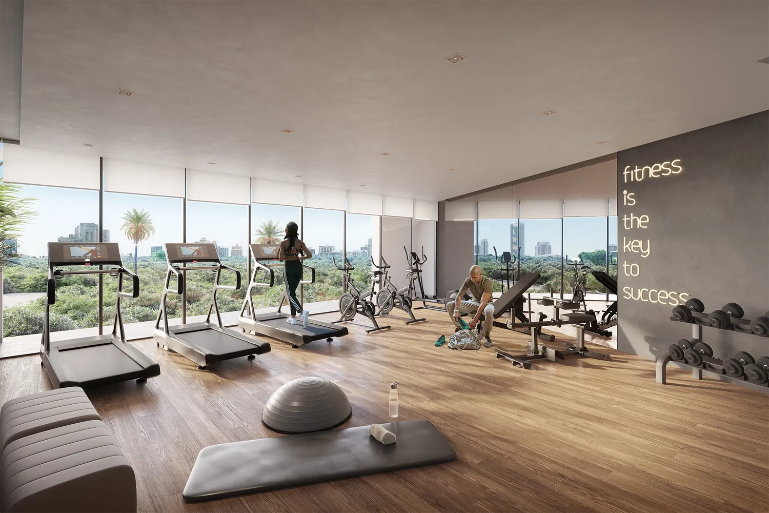 a room with lots of chairs and mirrors