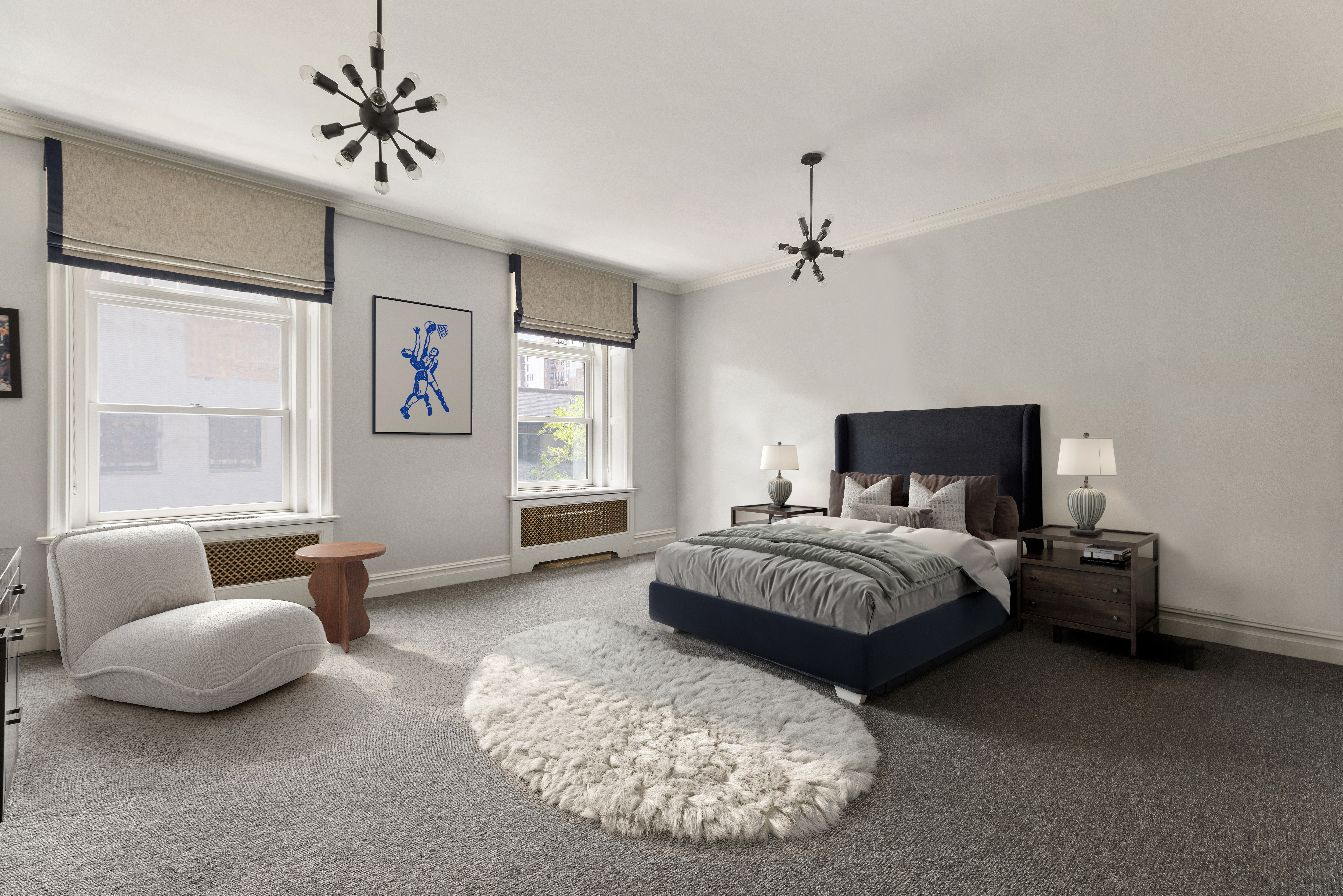 135 West 77th Street Manhattan, NY 10024 - Photo 23 of 32 a spacious bedroom with a bed and window