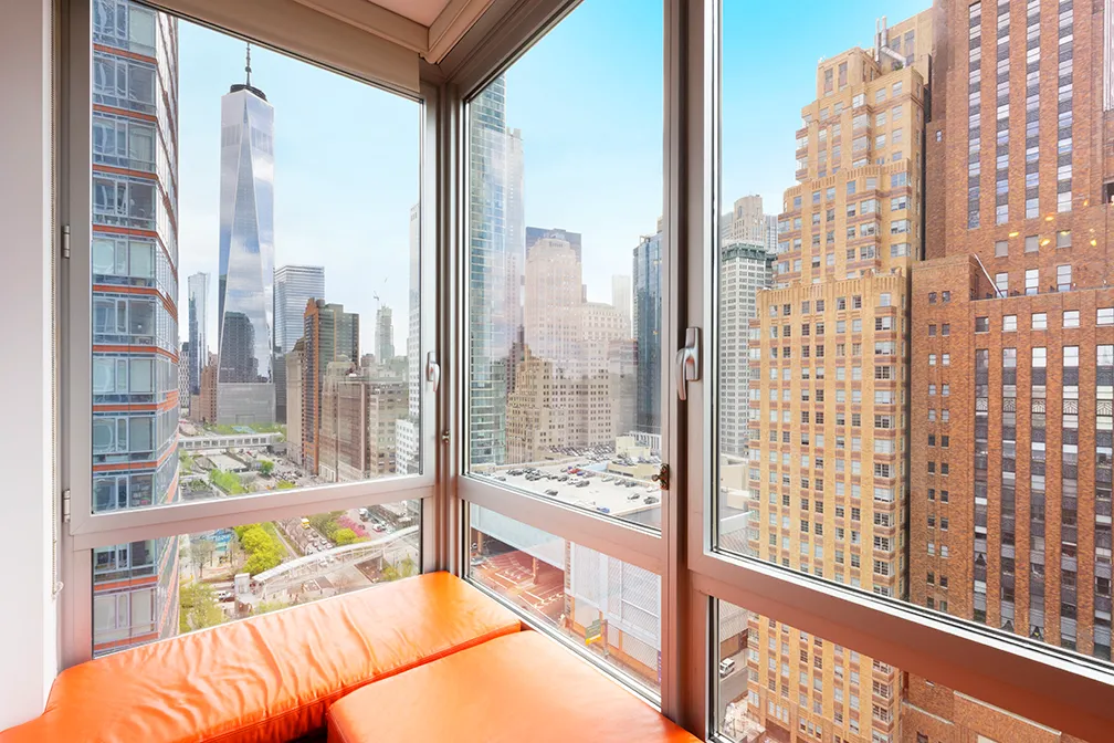 a view of a city from a balcony