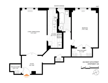 $925,000 | 200 West 54th Street, Unit 10D | Theater District