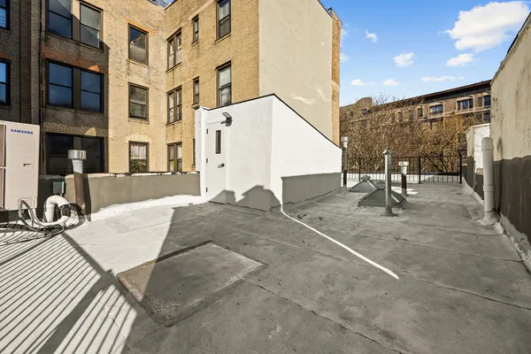 a backyard of a building