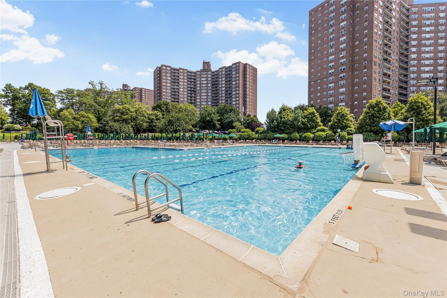 5800 Arlington Avenue, Unit 6L Bronx, NY 10471 - Photo 9 of 19 a view of a swimming pool with a lawn chairs and a fire pit