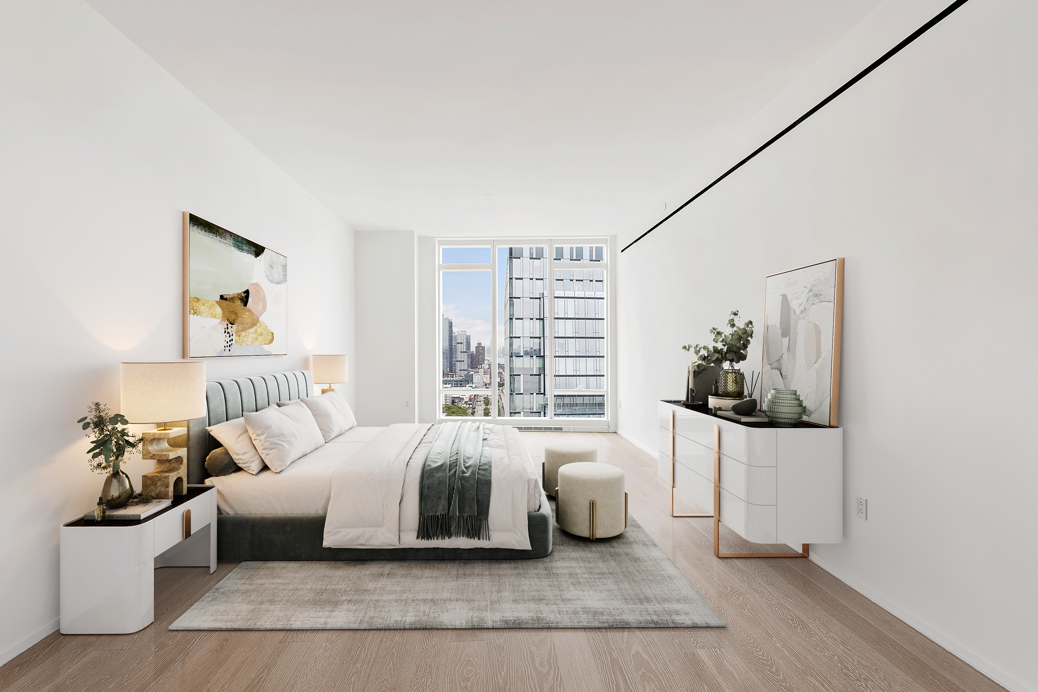 30 Riverside Boulevard, Unit 32G Manhattan, NY 10069 - Photo 5 of 9 a bedroom with a bed and window