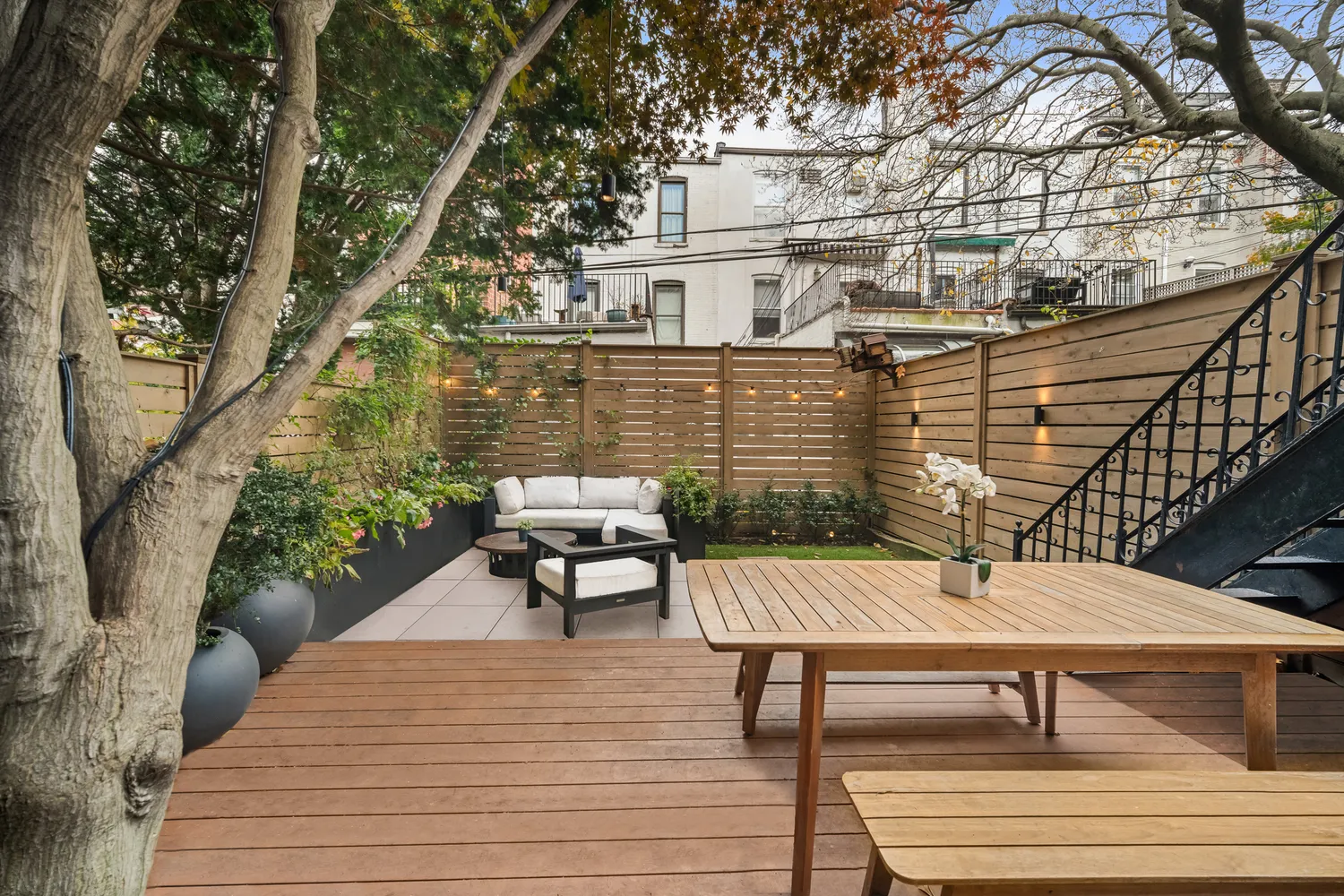 a outdoor view with a sitting space