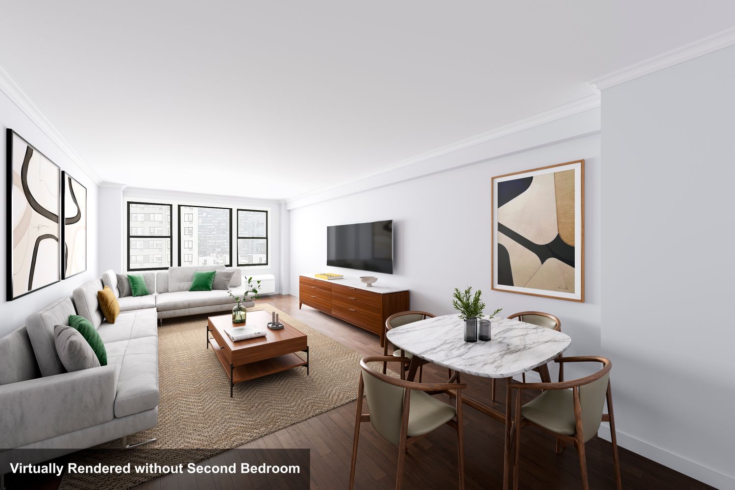 333 East 34th Street, Unit 10H Manhattan, NY 10016 - Photo 3 of 16 a living room with furniture and a flat screen tv