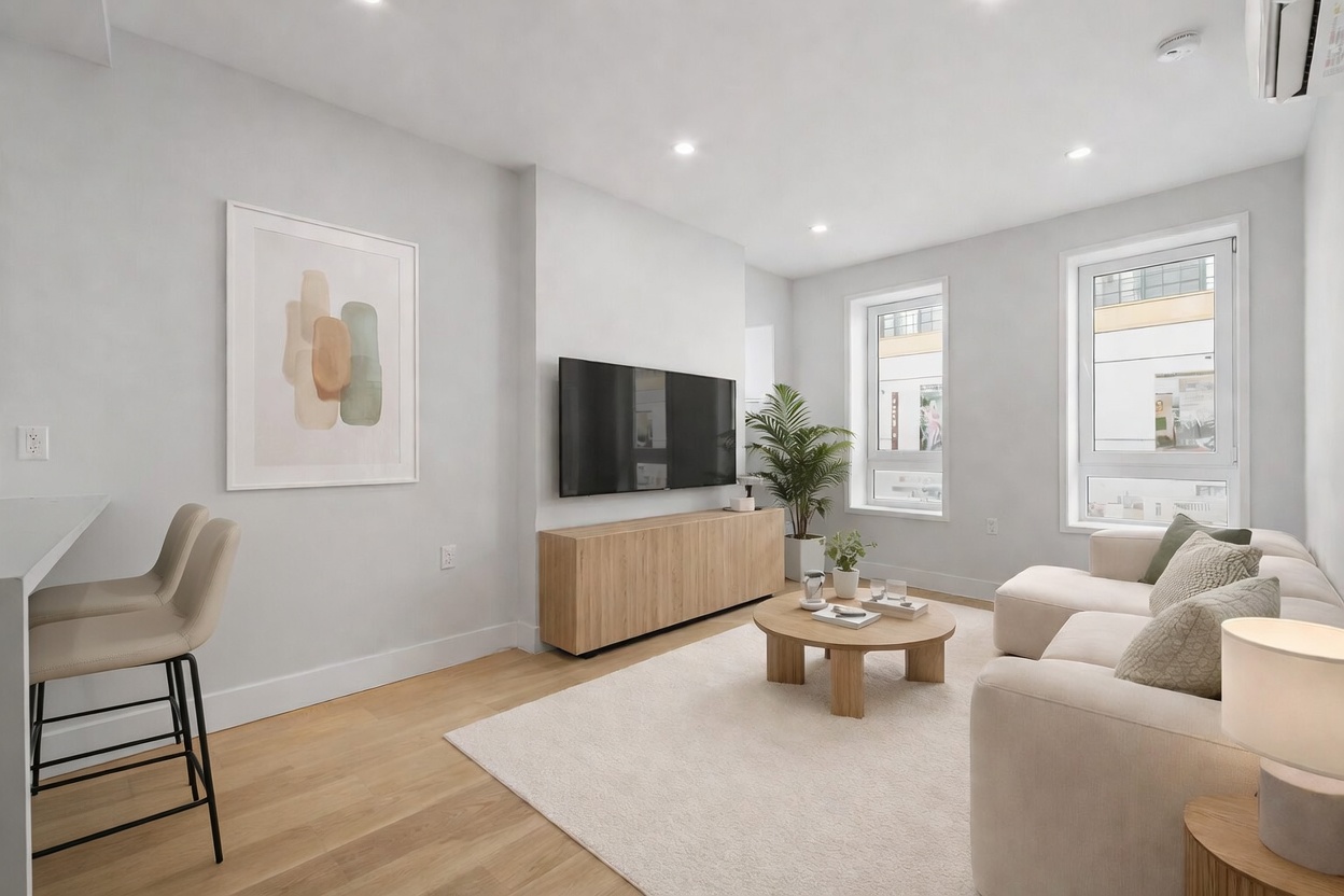 a living room with furniture and a flat screen tv