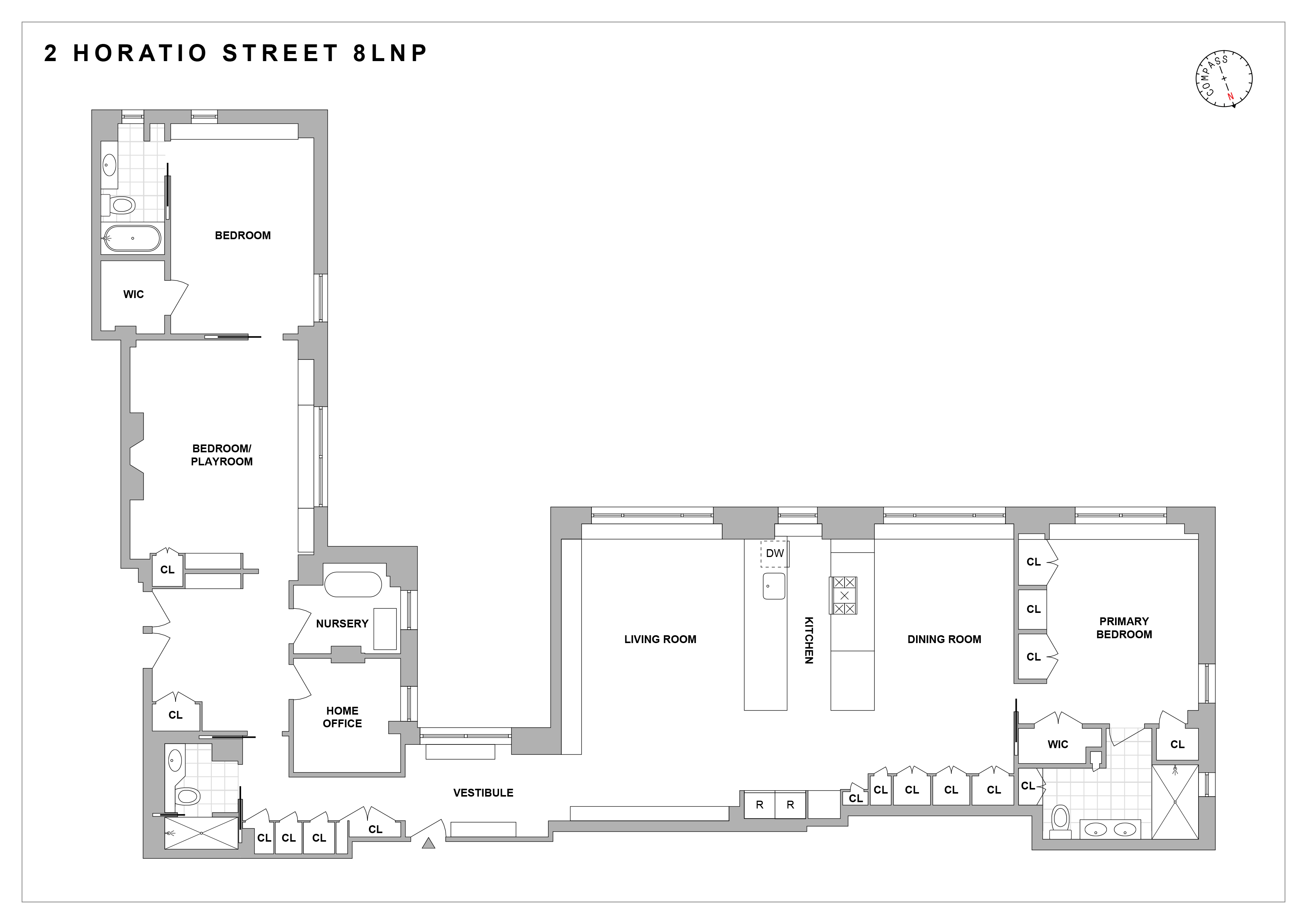 2 Horatio Street, Unit 8LNP Manhattan, NY 10014 - Photo 2 of 2 a black and white photo of a living room