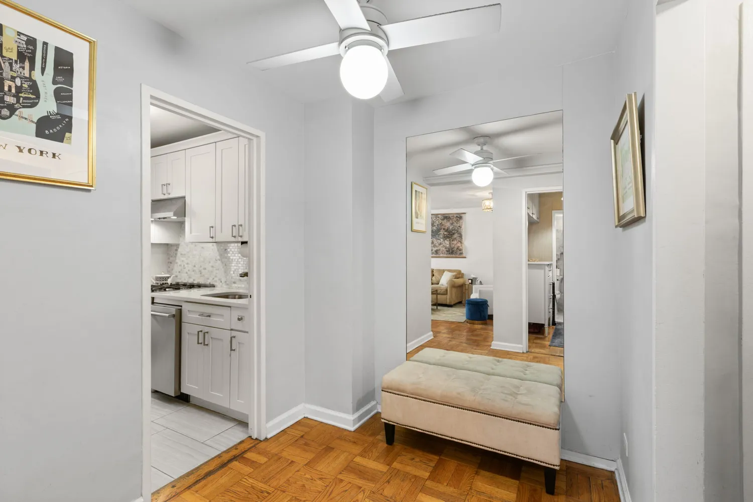 a view of kitchen and living room
