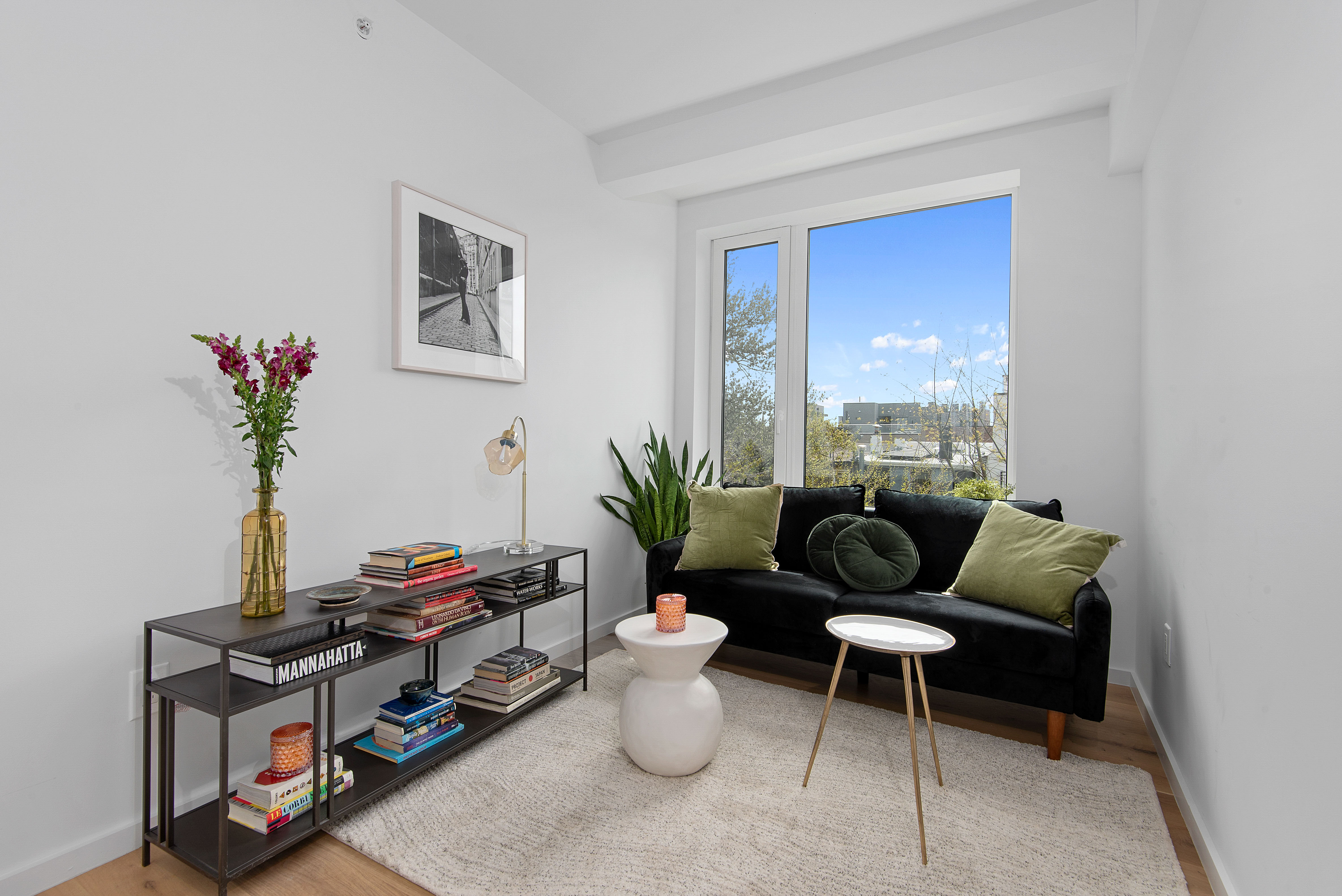 702 Hancock Street, Unit 3B Brooklyn, NY 11233 - Photo 7 of 16 a living room with furniture potted plant and a window