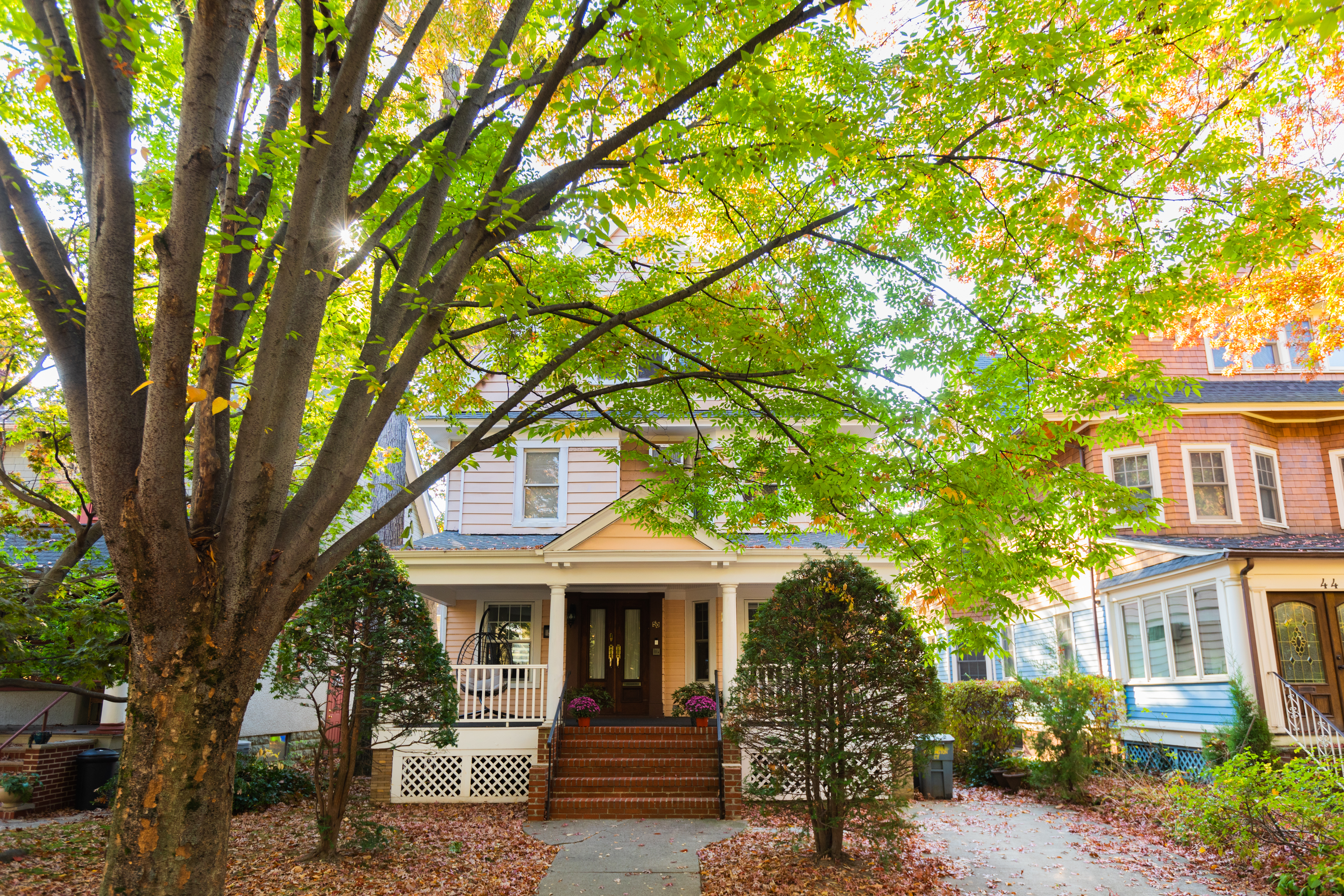 a front view of a house with garden