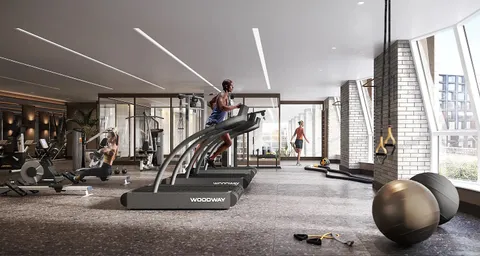 a view of a room with gym equipment