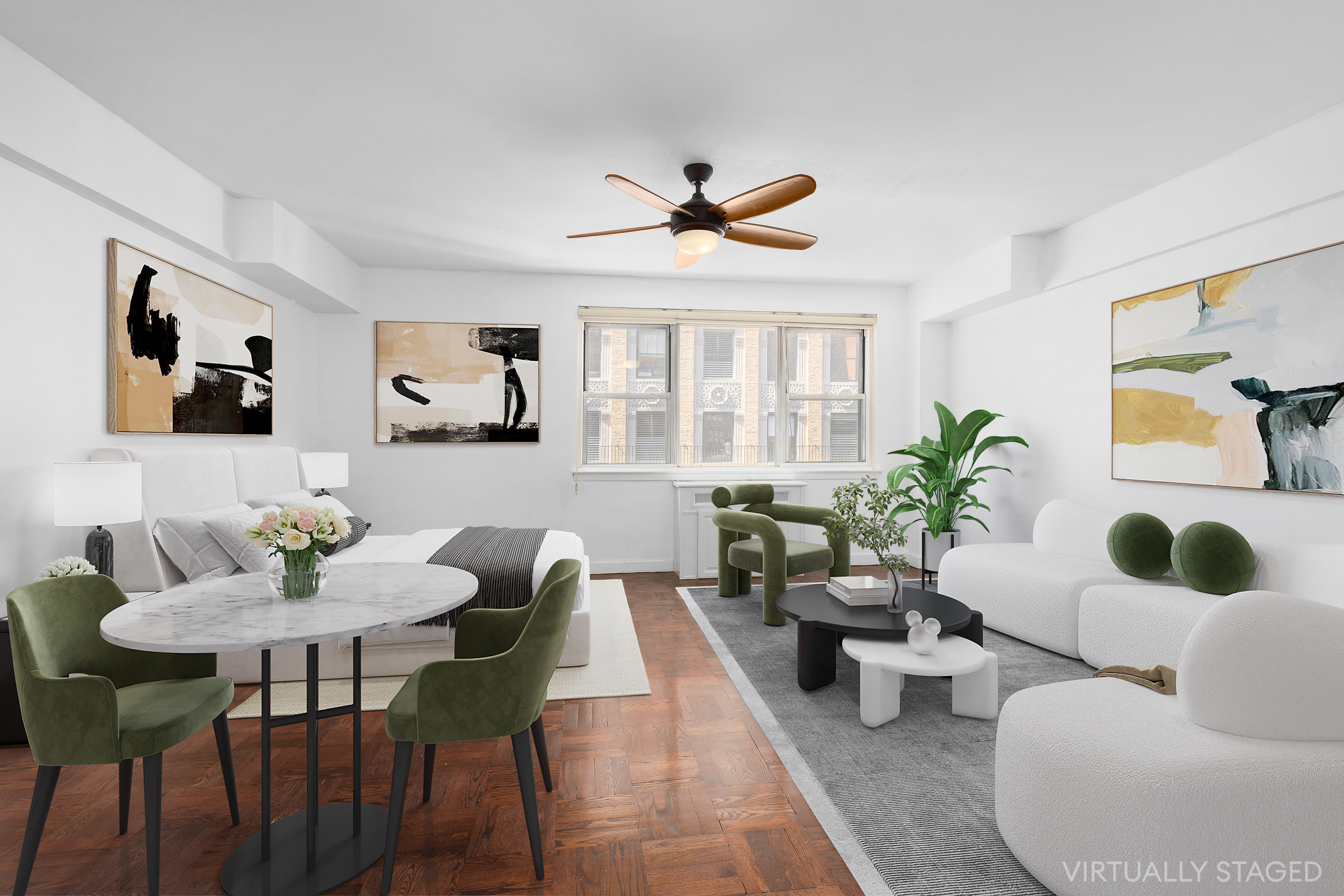 139 East 33rd Street, Unit 15G Manhattan, NY 10016 - Photo 3 of 11 a living room with furniture and wooden floor