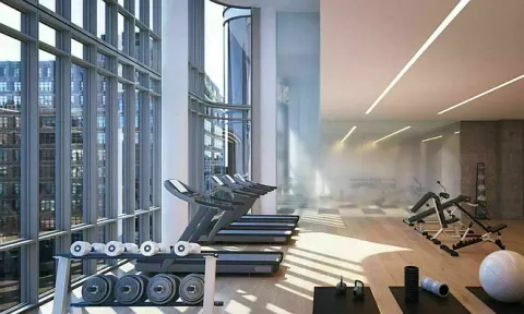 a view of a room with gym equipment