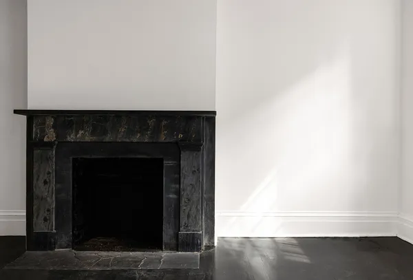 a close view of a fireplace