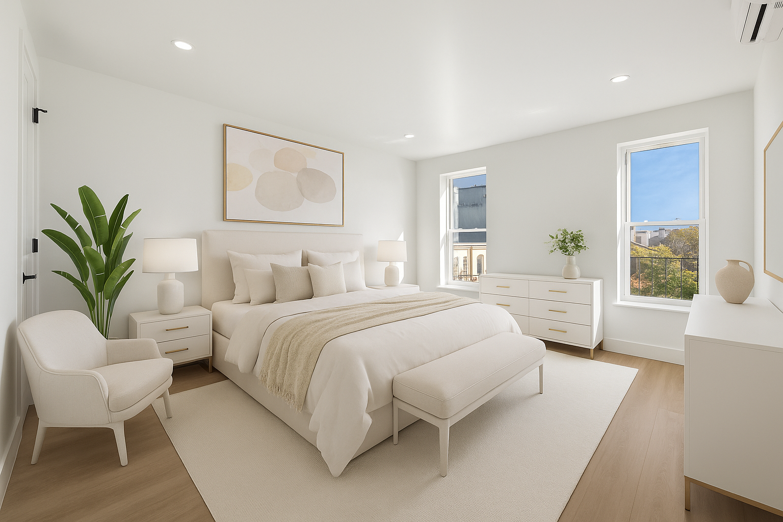 433 Court Street, Unit PH3 Brooklyn, NY 11231 - Photo 7 of 14 a spacious bedroom with a large bed and a couch