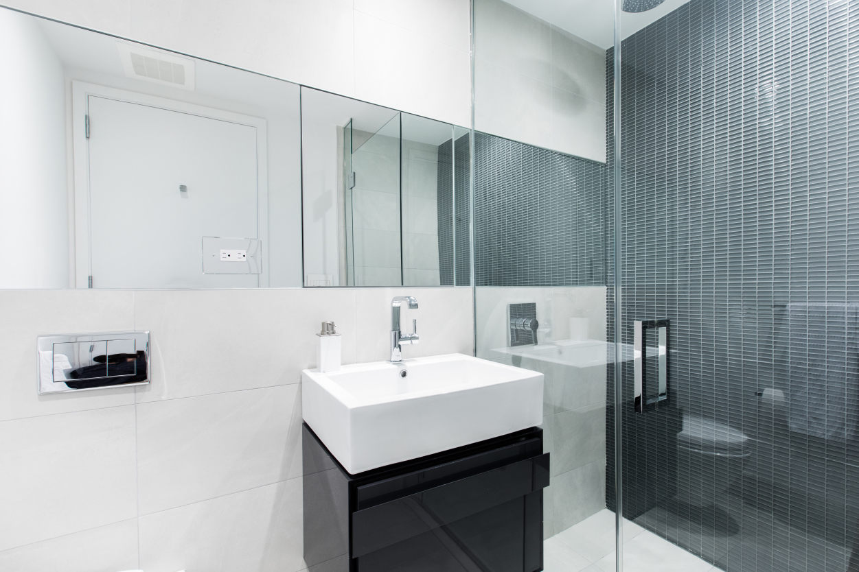 100 Norfolk Street, Unit PH Manhattan, NY 10002 - Photo 16 of 23 a bathroom with a sink a toilet and a mirror