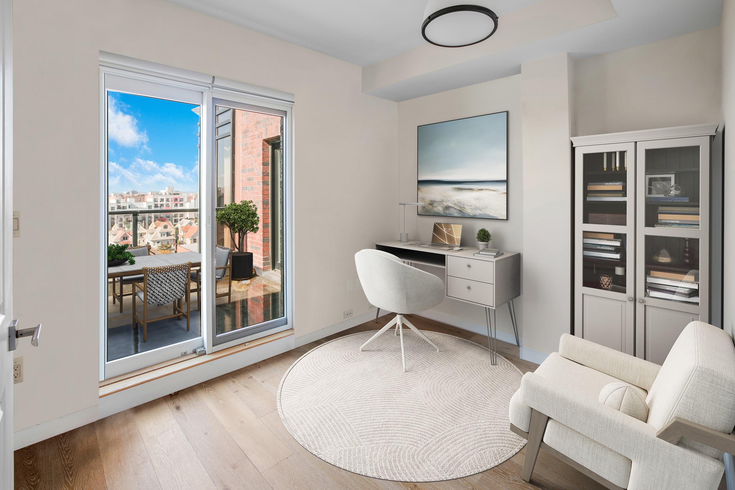 3041 Ocean Avenue, Unit PH4 Brooklyn, NY 11235 - Photo 4 of 18 a workspace with furniture wooden floor and window