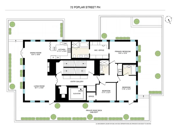 $5,350,000 | 72 Poplar Street, Unit PH | Brooklyn Heights