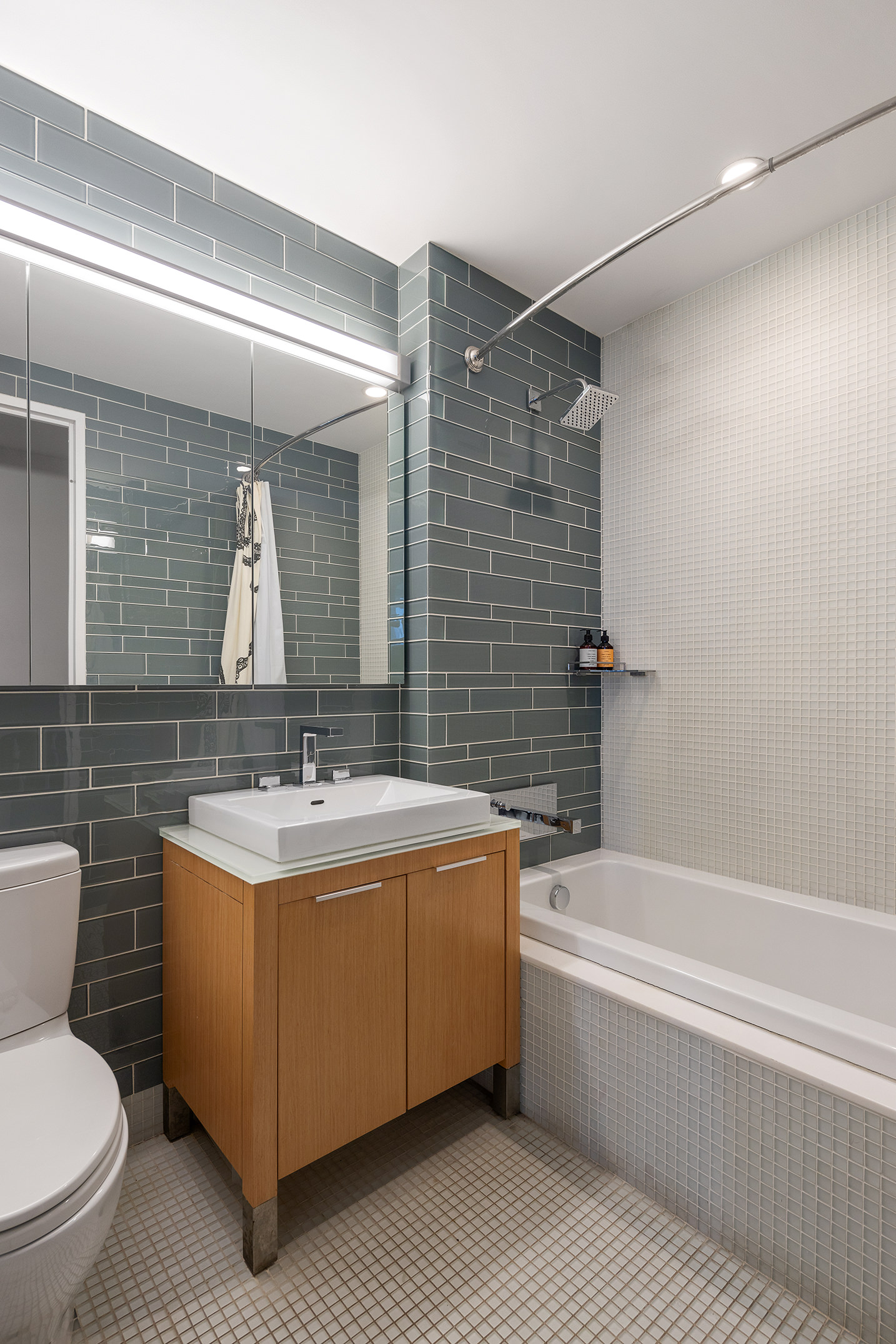 22 North 6th Street, Unit 5C Brooklyn, NY 11249 - Photo 11 of 19 a bathroom with a sink mirror vanity bathtub and a toilet