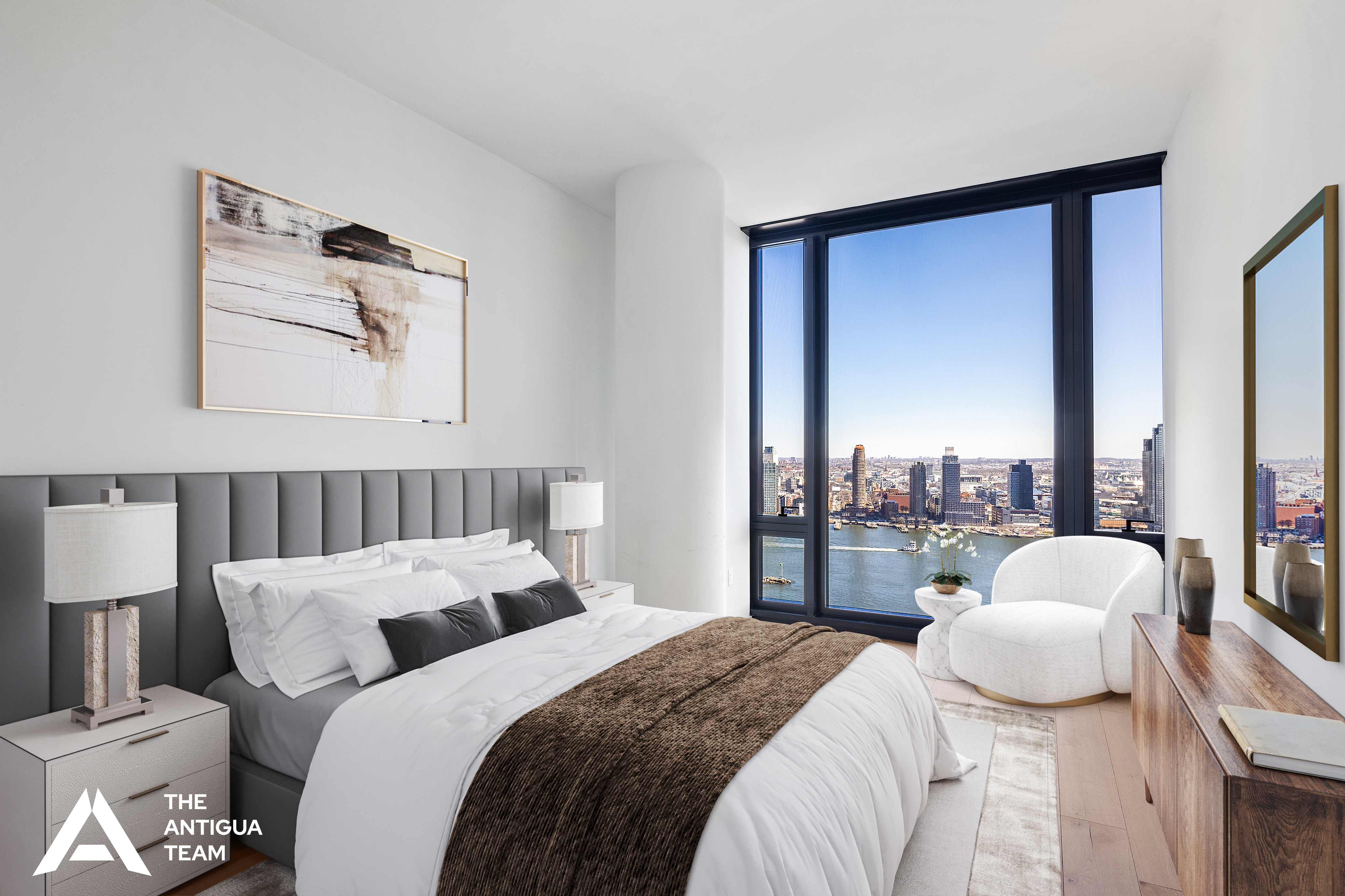 695 1st Avenue, Unit 34A Manhattan, NY 10016 - Photo 3 of 21 a bedroom with a bed and a large window