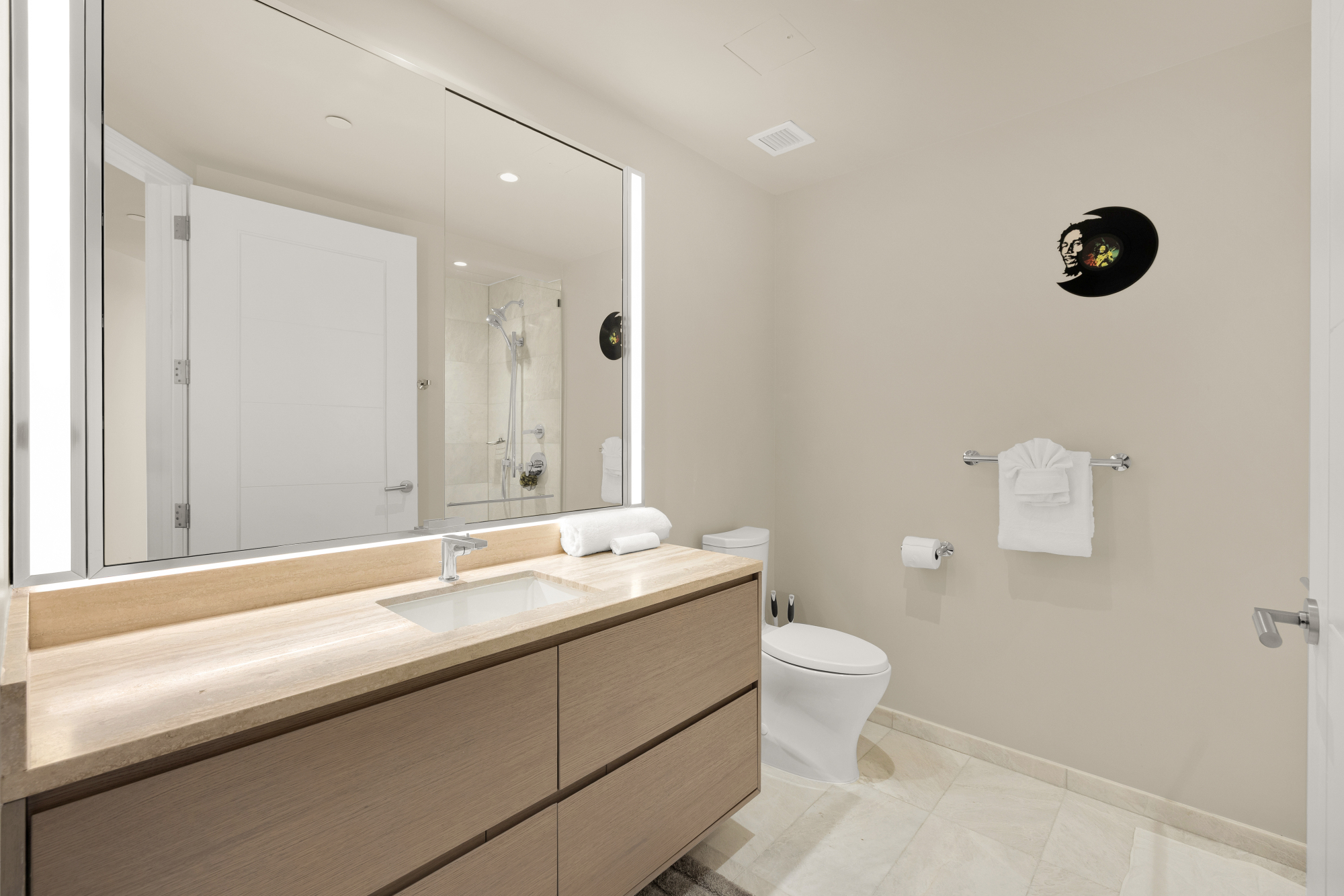 Address Upon Request Washington, DC 20024 - Photo 42 of 84 a bathroom with a granite countertop sink a toilet and a mirror