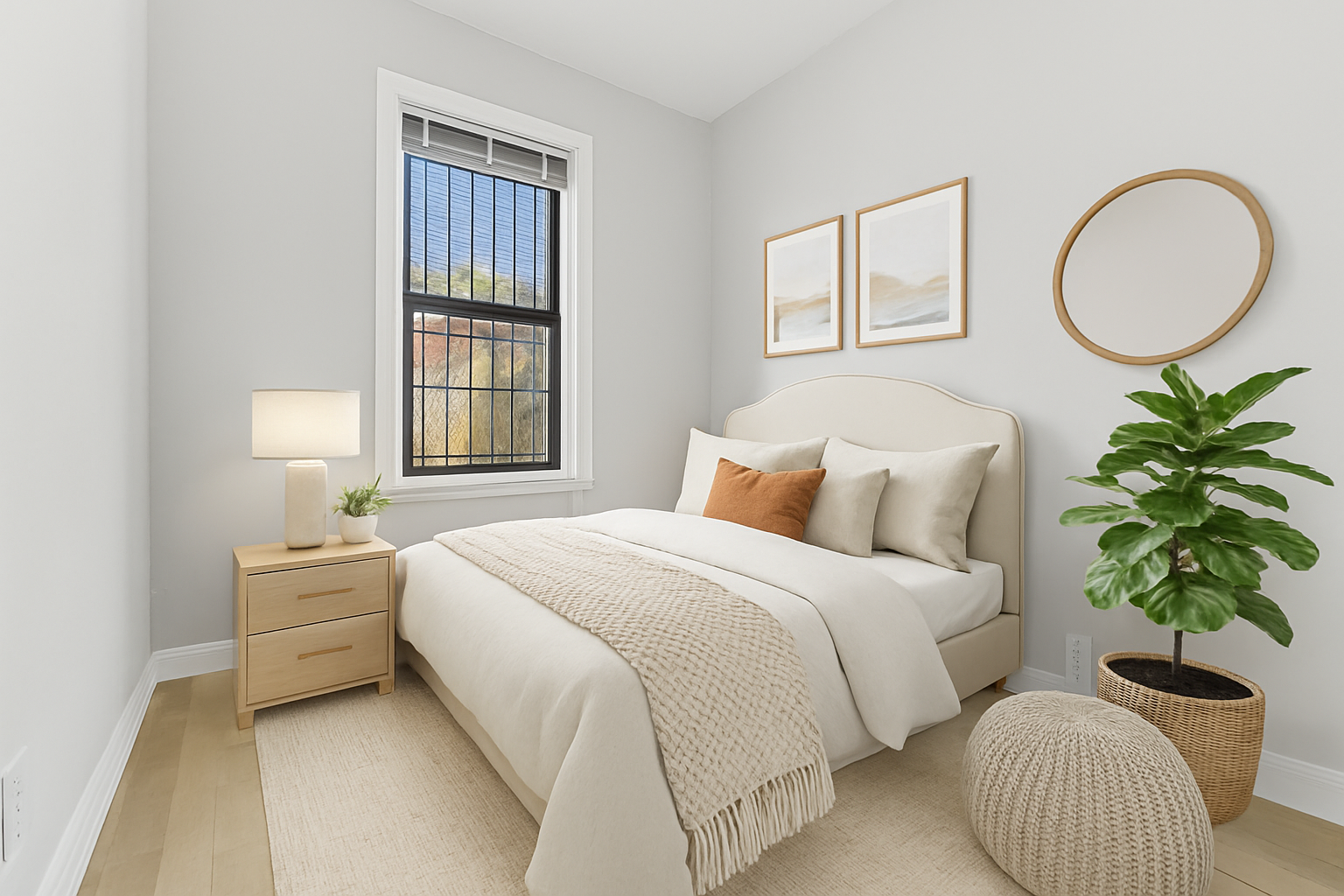 521 Dean Street, Unit 4L Brooklyn, NY 11217 - Photo 3 of 17 a bedroom with a bed and a potted plant