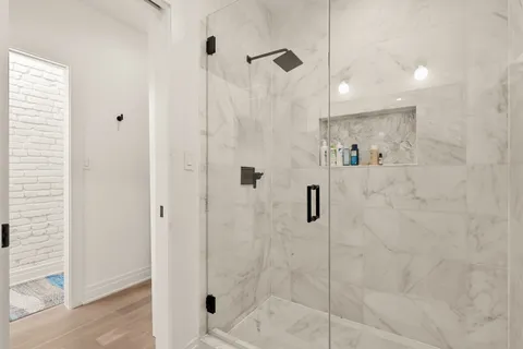 a bathroom with a shower