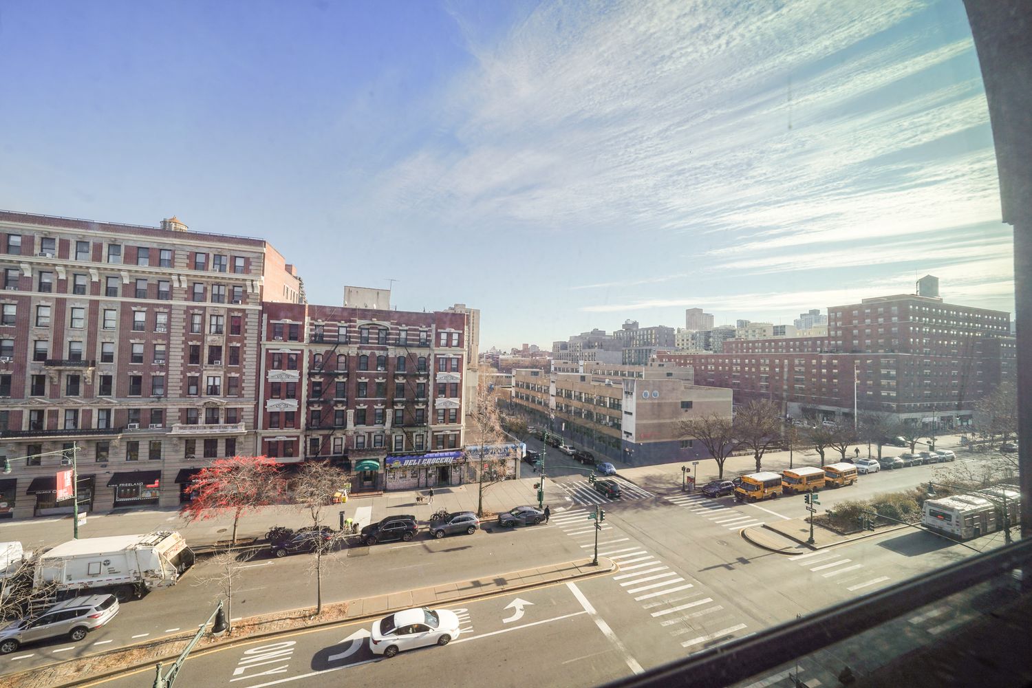 a view of a city that has tall buildings