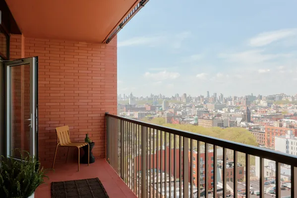 a city view from a balcony