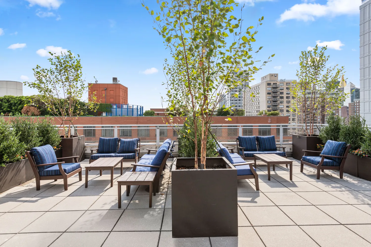 a view of a terrace with furniture and a potted plant