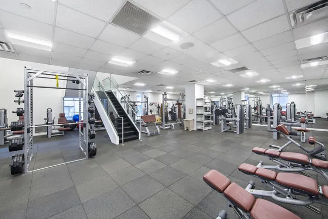 a view of a room with gym equipment
