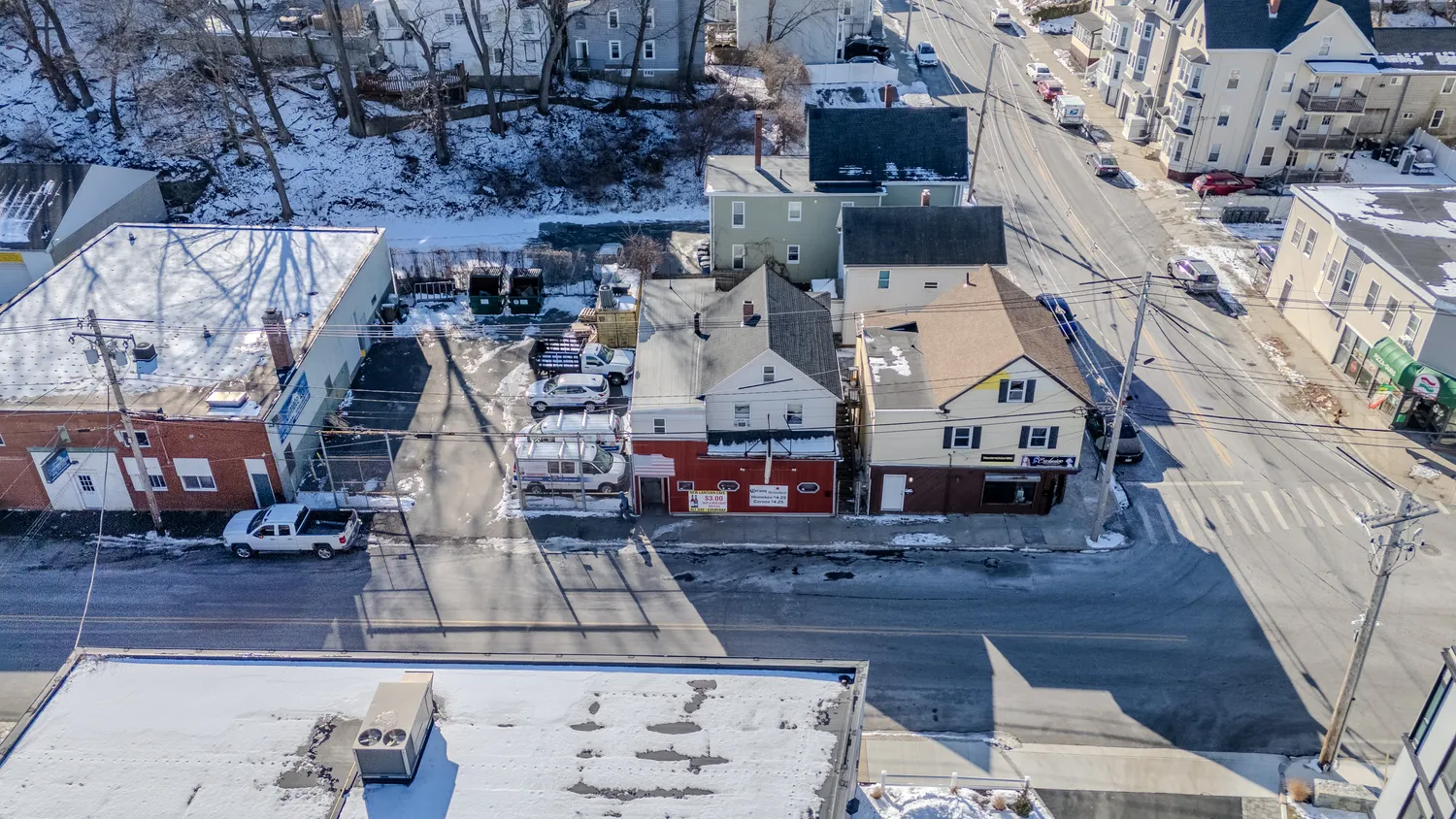 an aerial view of multiple house