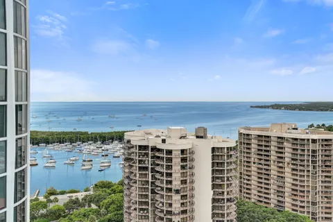 a lake view with a garden
