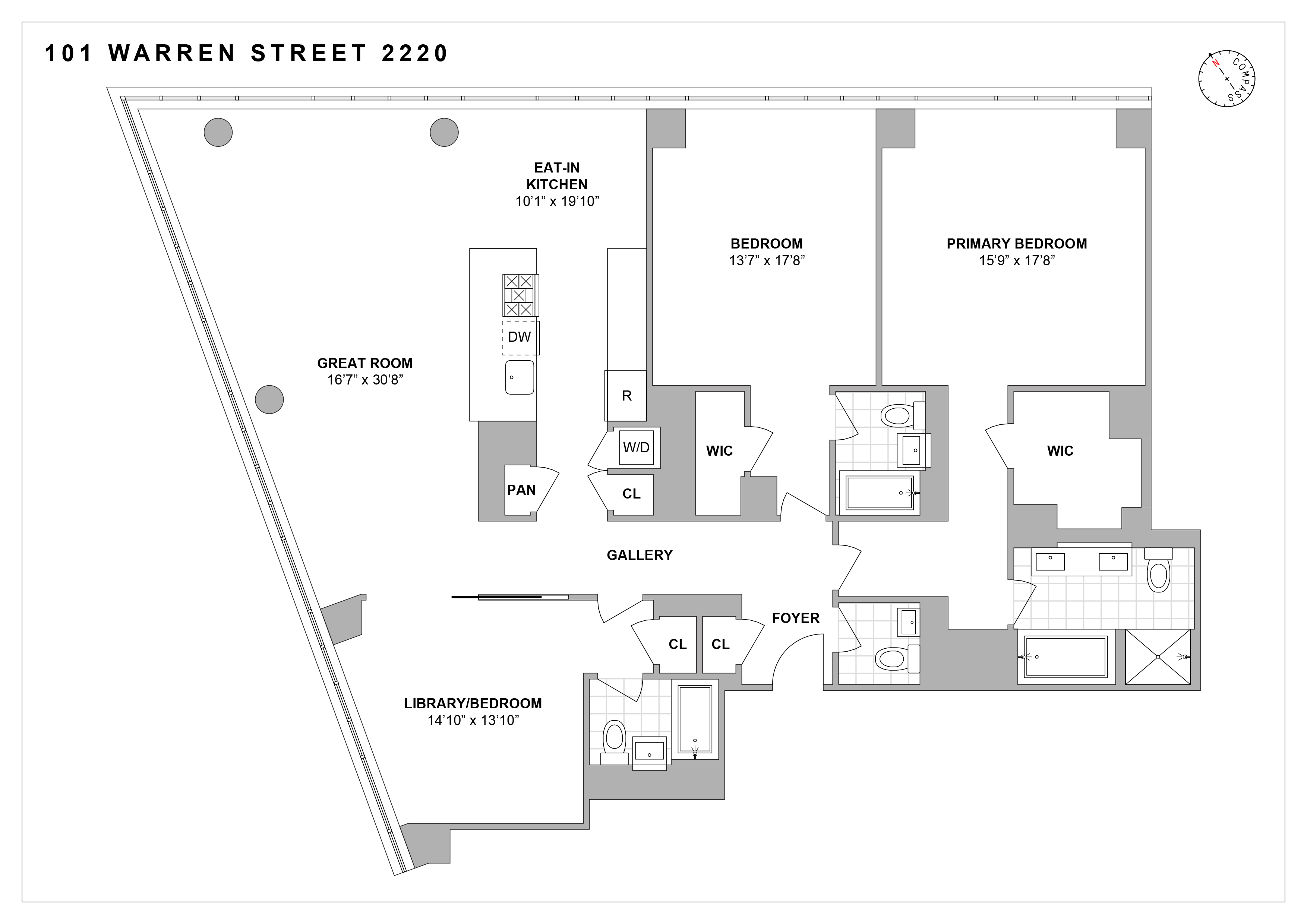 101 Warren Street, Unit 2220 Manhattan, NY 10007 - Photo 19 of 19 a picture of a floor plan