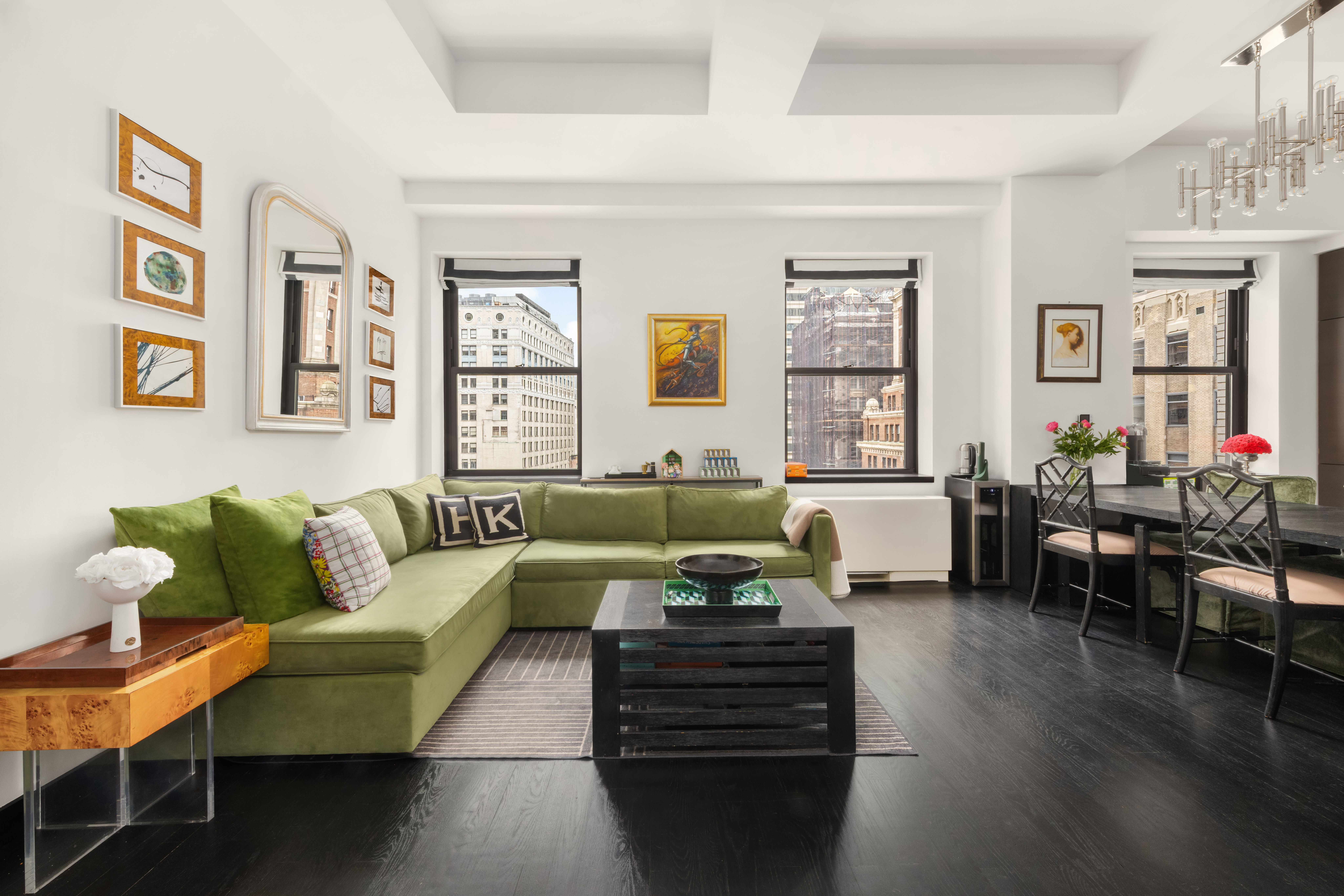 20 Pine Street, Unit 1802 Manhattan, NY 10005 - Photo 2 of 10 a living room with furniture wooden floor and dining room