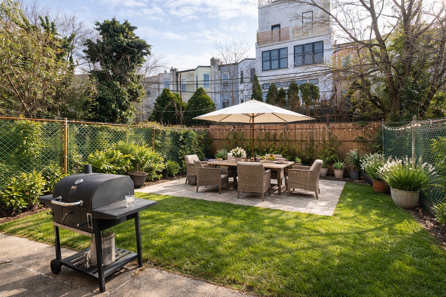 1100 Lincoln Place, Unit 1 Brooklyn, NY 11213 - Photo 7 of 8 a view of a patio with chairs and a table with chairs