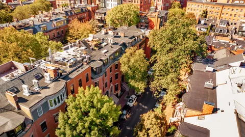 an aerial view of a building
