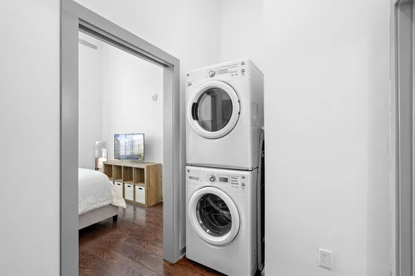 a utility room with dryer and washer